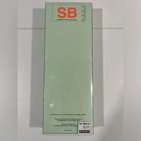 New in box! Off-white, Diagonals Mid Socks, black, size U - Picture 4 of 11